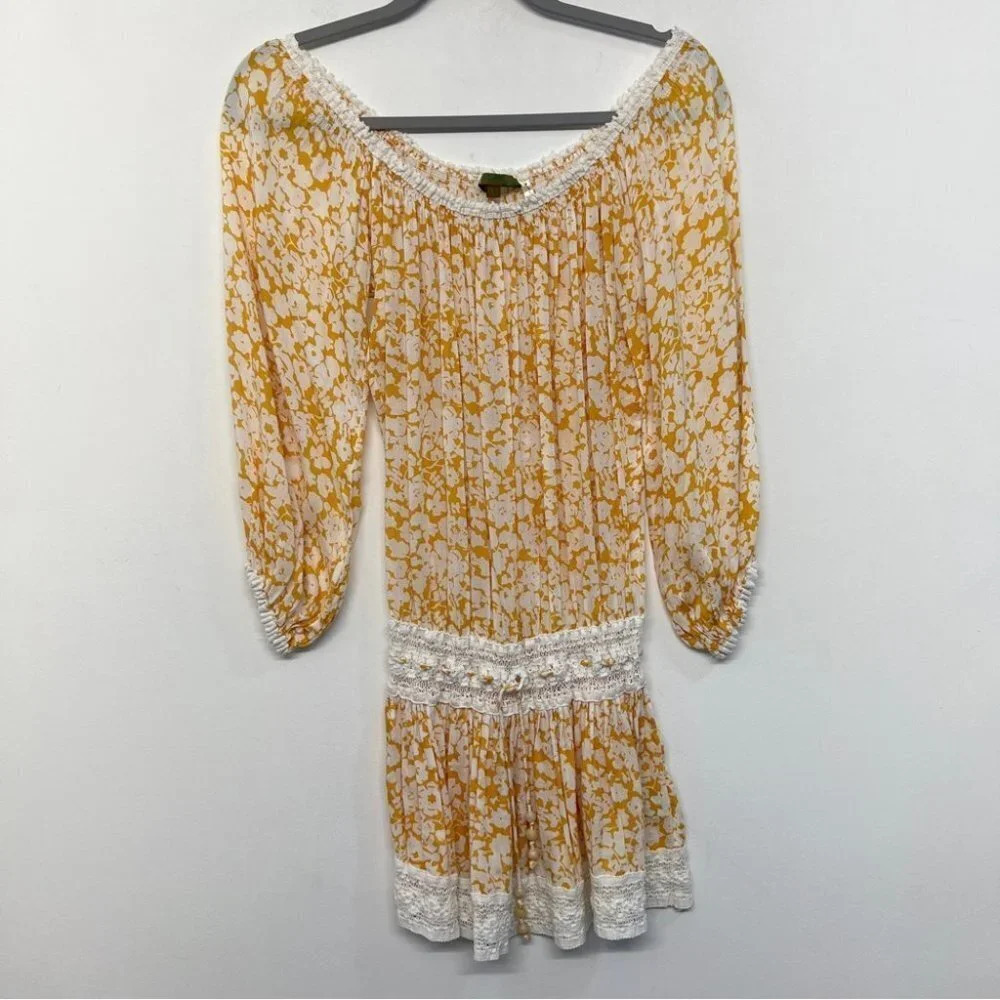 Poupette St. Barth Yellow and White Floral Mini Dress